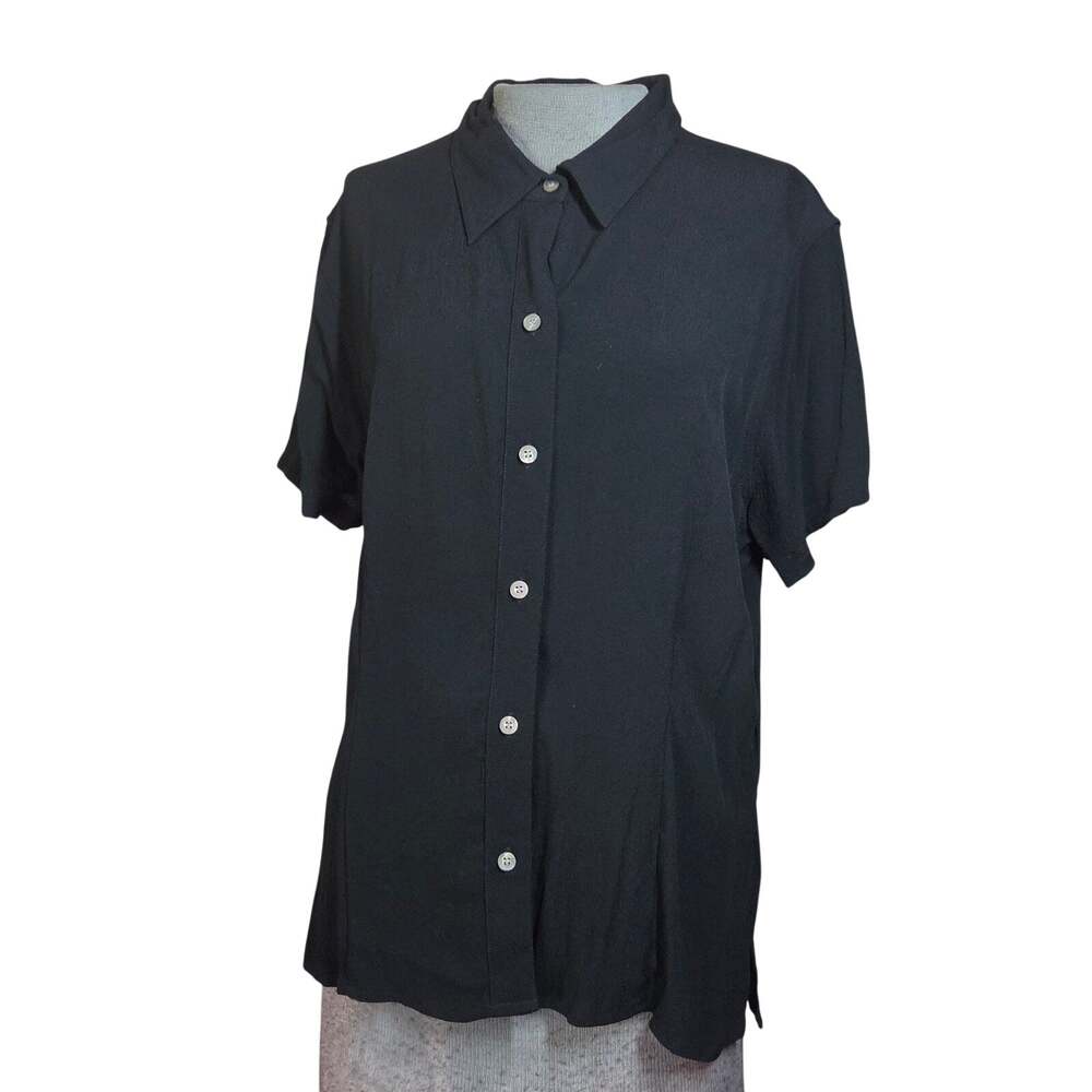 New York and Company Black Short Sleeve Blouse Size XL New